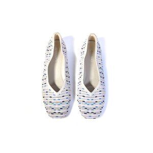 Vivaia Shoes Margo 2.0 Square-Toe V-Cut Flats Multcolor Crochet Size 10.5
